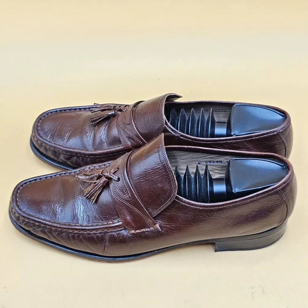 Vintage Freeman Lightlines Brown Leather Classic Dress Loafers F 55436 Size 12 M